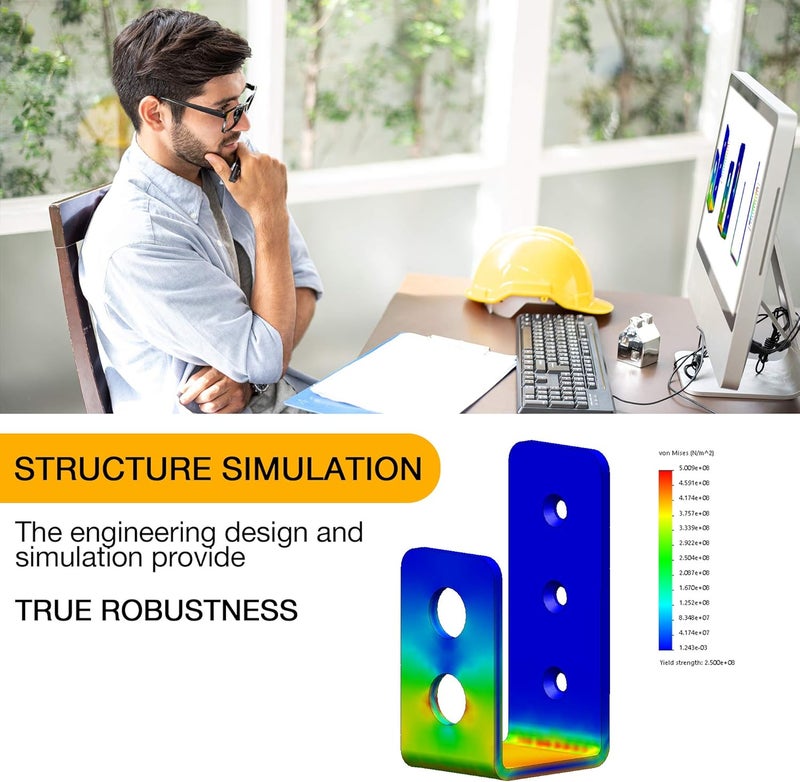 Sihnman دعامات حواجز الأبواب 2x4 (1.5x3.5 بوصة) (قطعتان) | حامل قضيب مفتوح قابل للسقوط من الفولاذ المقاوم للصدأ البحري على شكل حرف U للأخشاب 2x4 كتعزيز أمني للأبواب، مانع للأبواب، حظيرة، مخزن، مرآب، بوابة - Image 5